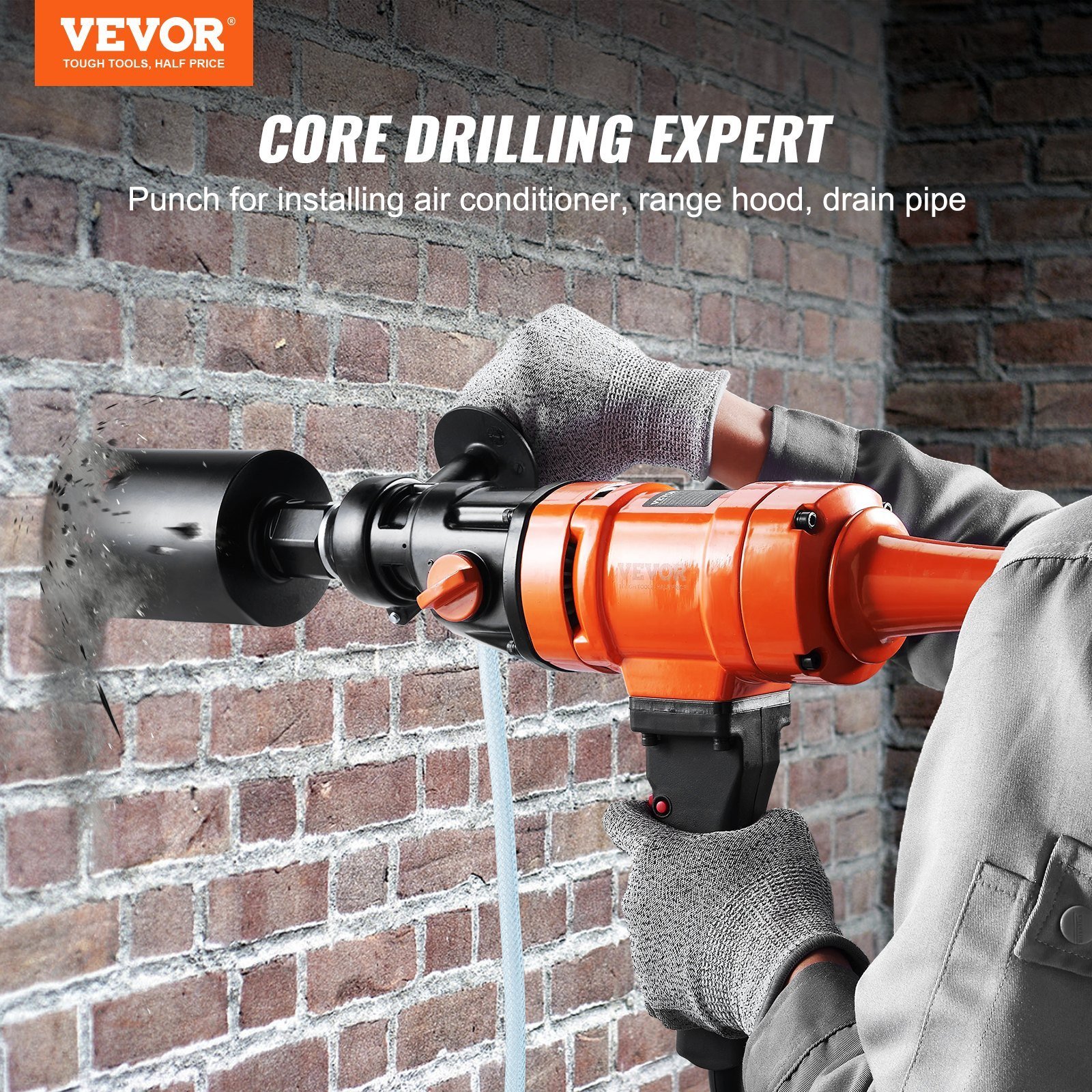 Diamond Core Drilling Machine, 4in Handheld Wet Concrete Core Drill Rig, 1100-2400RPM Two Speed & 1-1/4' Thread & 2 Bubble Levels, 3-4in Drilling Diameter For Concrete Brick Block Stone, 1500W - Image 5