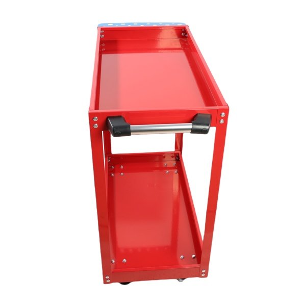 Tool Cart On Wheels, Heavy Duty Steel Utility Cart W-Lockable Wheels, 400 LBS Capacity Industrial Service Cart For Garage, Warehouse, Workshop  Two-layer Bright Red