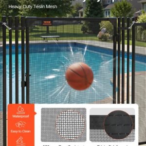 Pool Fence Gate, 4 X 2.5 Ft Inground Swimming Pool Fences Gate, Outdoor Security Fencing Door Kit With Metal Latch, 352 Gsm Teslin PVC Mesh, Round Tube, Lockable And Easy Installation, Black - Image 4