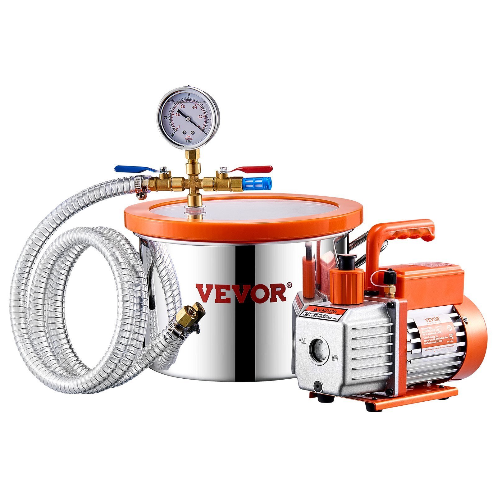 1.5 Gallon Vacuum Chamber 3.5CFM Single Stage Degassing Chamber Kit - Image 1