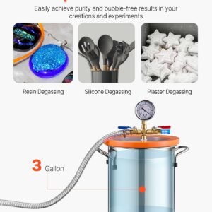 1.5 Gallon Vacuum Chamber 3.5CFM Single Stage Pump Degassing Chamber Kit - Image 2