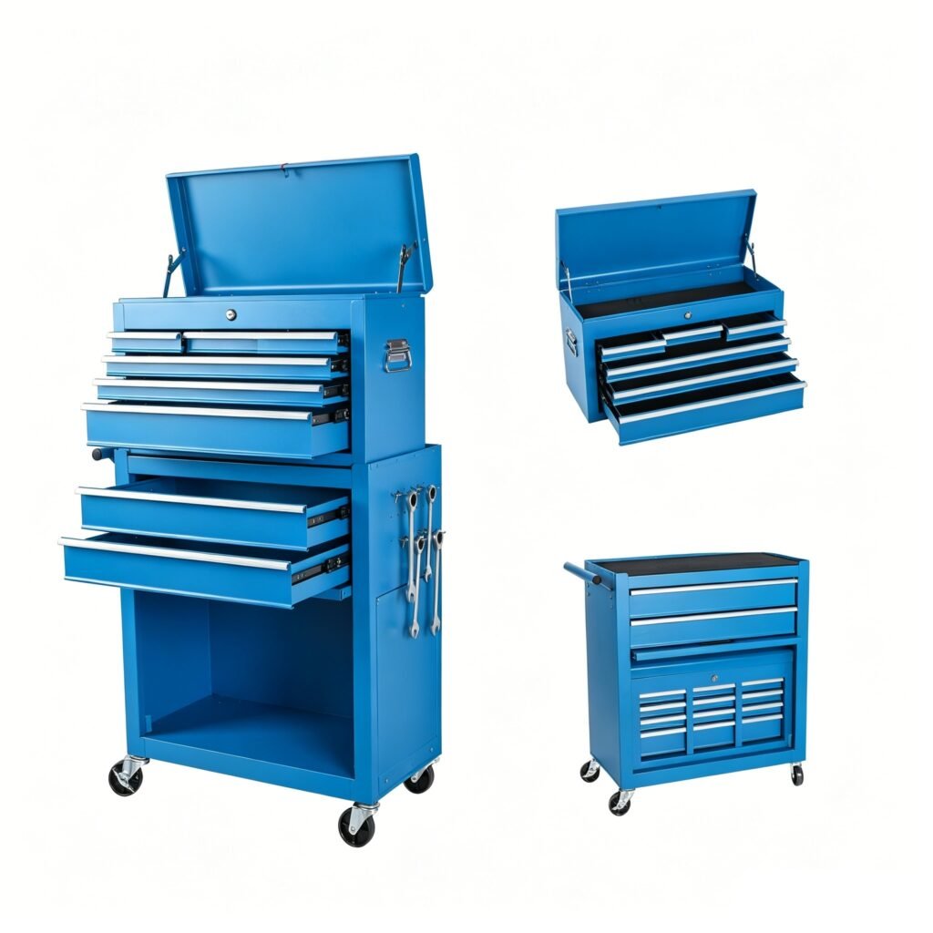 Tool Chest, 8-Drawer Rolling Tool Storage Cabinet With 2 In 1 Detachable Top Tool Box, Lockable Wheels, Metal Tool Cart For Garage