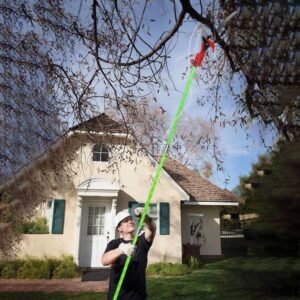 2-in-1 Manual Pole Saw 8.23-15.12FT Extendable Tree Pruner - SK5 Steel Pruner, Double-Hooked Saw Blade, Oxford Storage Bag , Goggles,Gloves For Tree Trimming - Image 3