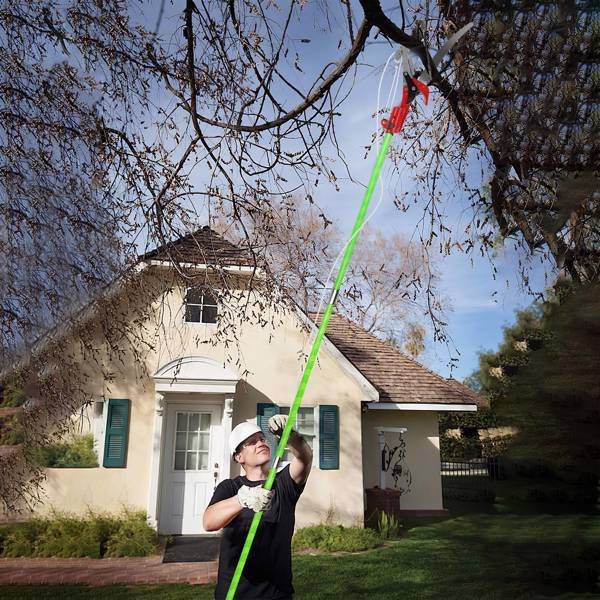 2-in-1 Manual Pole Saw 8.23-15.12FT Extendable Tree Pruner - SK5 Steel Pruner, Double-Hooked Saw Blade, Oxford Storage Bag , Goggles,Gloves For Tree Trimming