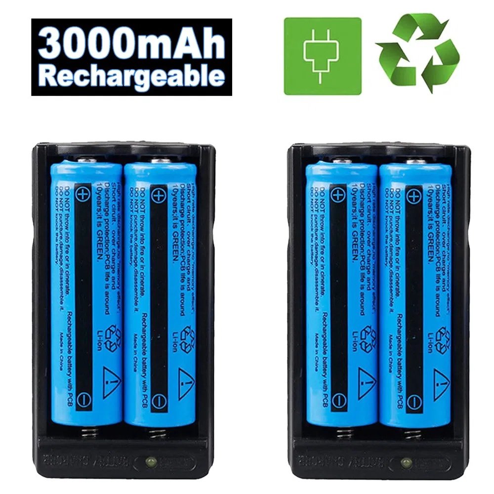 Battery 3000mAh 3.7V Rechargeable Li-ion Batteries For Torch Laser&Dual Charger