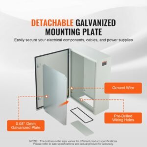 27.6 X 19.7 X 9.8 In Cold Rolled Steel Electrical Enclosure Box Wall Mounted - Image 5