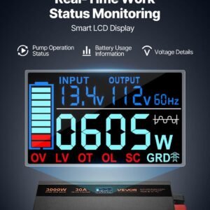 Sump Pump Battery Backup System 3000W LCD Auto Switches To Battery Inverter - Image 3