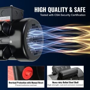 1.5HP Electric Motor 1725 Rpm, AC 115V/230V, 56C Frame, Air Compressor Motor Single Phase, 5/8' Keyed Shaft, CW/CCW Rotation For Agricultural Machinery And General Equipment - Image 2