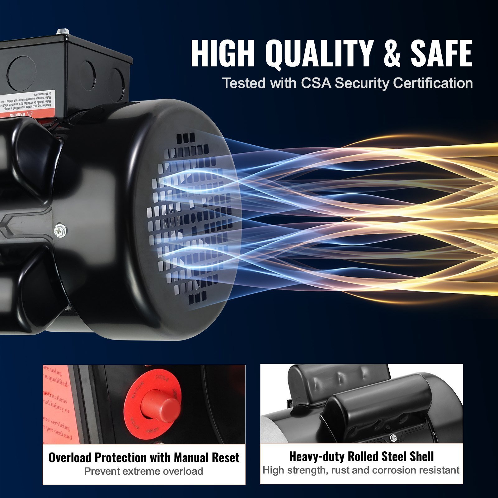 1.5HP Electric Motor 1725 Rpm, AC 115V/230V, 56C Frame, Air Compressor Motor Single Phase, 5/8' Keyed Shaft, CW/CCW Rotation For Agricultural Machinery And General Equipment - Image 2