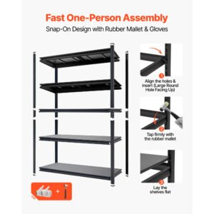Storage Shelves, 5-Tier Adjustable, 2500 Lbs Capacity, Heavy Duty Garage Storage Shelving Unit, Metal Utility Rack Shelf, For Garage Warehouse Basement Kitchen, 48.43" W X 18.31" D X 71.38" H - Image 4