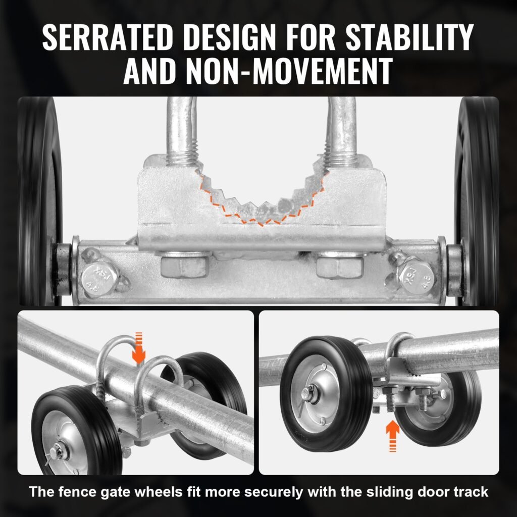 Sliding Gate Kit 6” Adjustable Heavy Duty Rolling Hardware 600 Lbs Load