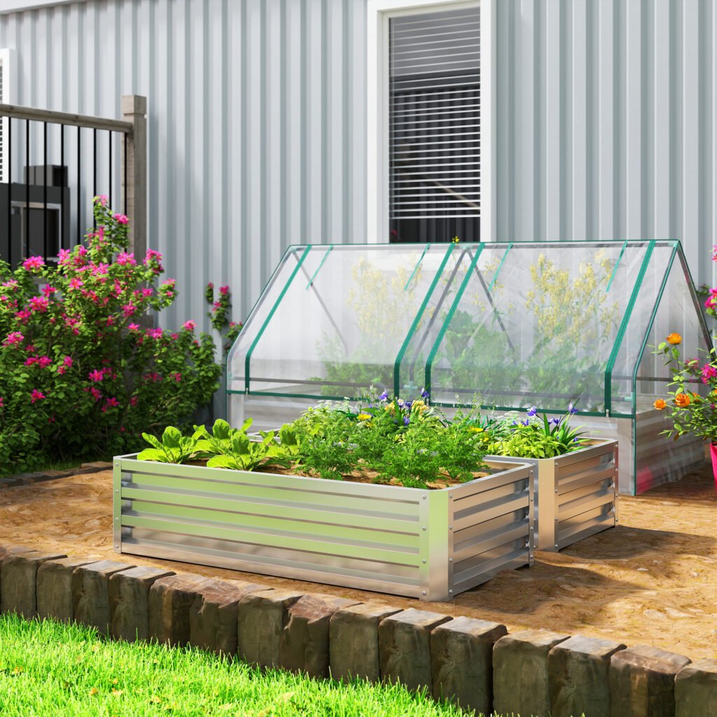Galvanized Raised Garden Bed, 4 x 2 x 1 Metal Planter Box, for Growing Vegetables, Flowers, Herbs, Succulents, Silver