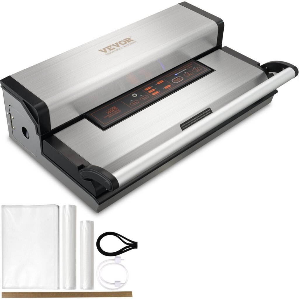 Vacuum Sealer Machine, 95Kpa 350W Powerful Dual Pump And Dual Sealing, Dry And Moist Food Storage, Automatic And Manual Air Sealing System With Built-in Cutter, With Seal Bag And External Hose