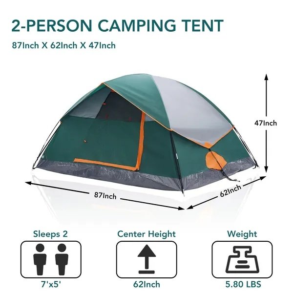 2&4 Person High Quality Camping Tent With Tent Fly, Easy Setup Dome Tent With Mesh Windows & Skylights, Lightweight Portable Tent For Outdoor Camping, Festivals & Back Yard