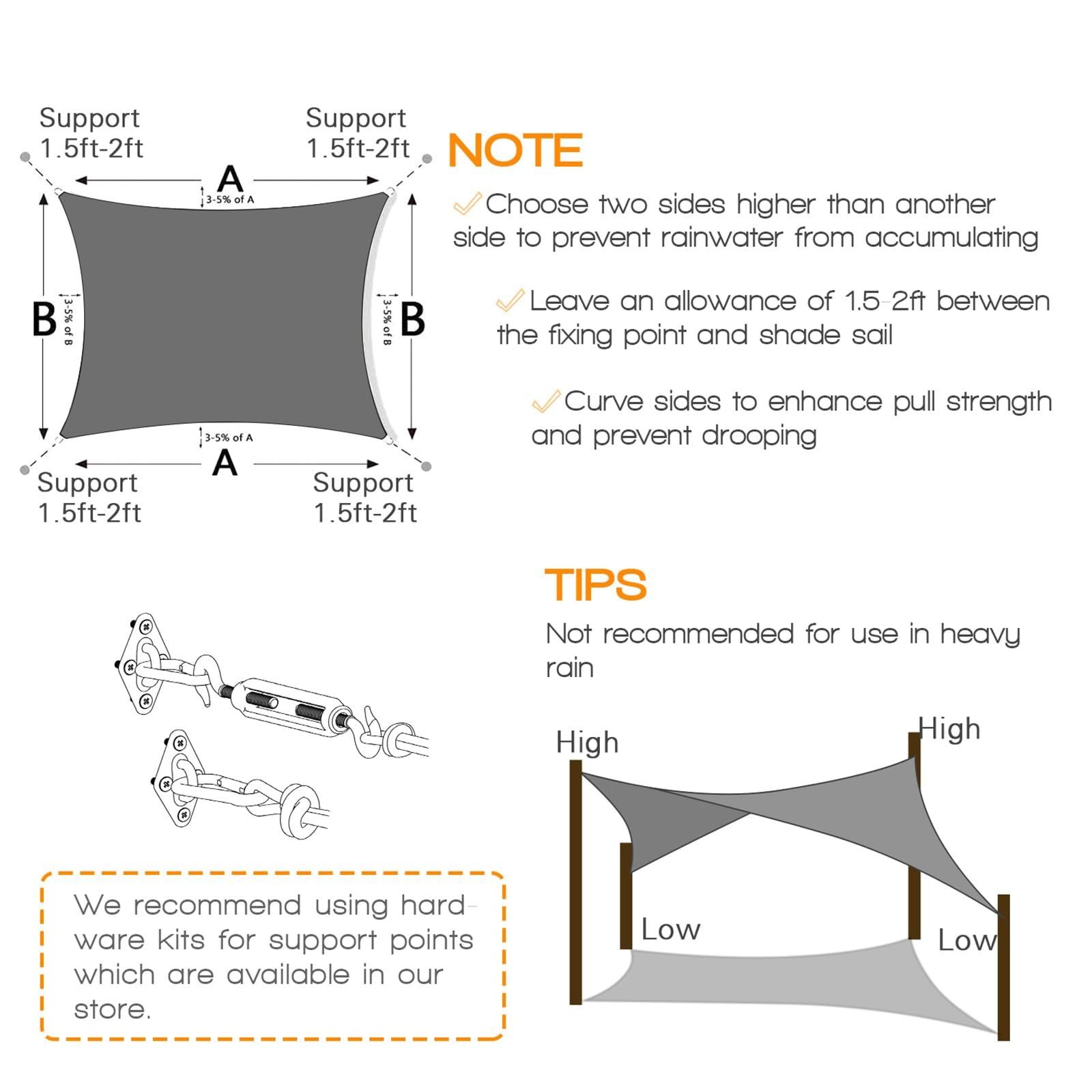Prohibited From Sale On Amazon XISHAN 6'X8' Grey Sand HDPE Sunshade Sail, 160 Grams - Image 6