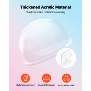 Cotton Candy Machine Cover, Transparent Acrylic Dome Bubble Shield, Cotton Candy Machine Bubble Shield Compatible With 20.5in Cottons Candies Machines Bowl For Party, Shops, Bottom Groove Design - Image 4