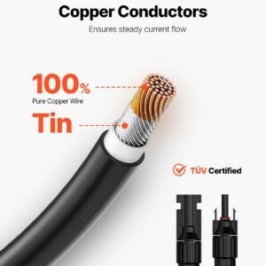 20FT Solar Panel Extension Wire With Female & Male Connectors 10AWG 1 Pair - Image 3