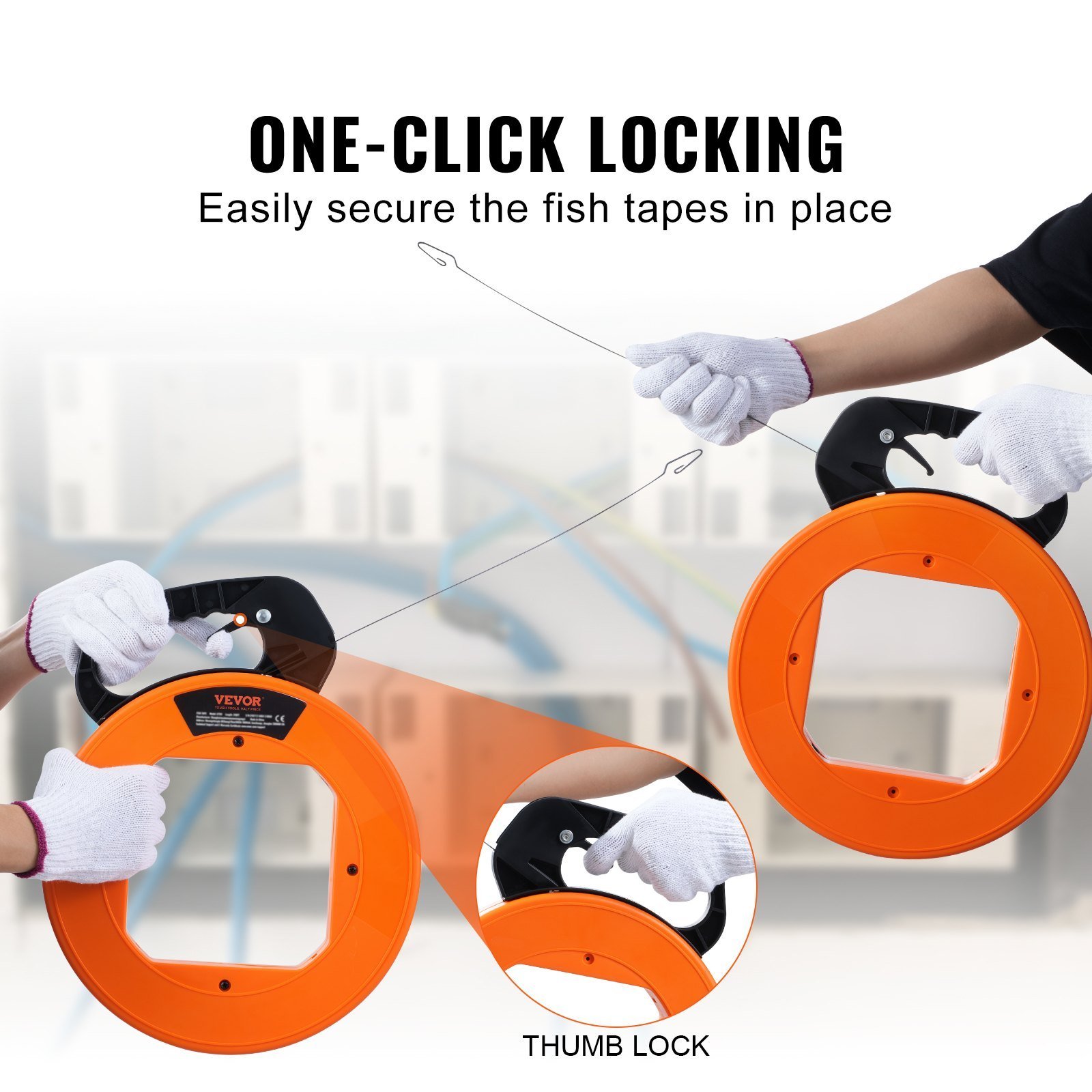 Fish Tape Wire Cable Line Puller 120ft 1/8 In Steel With High Plastic Case - Image 3
