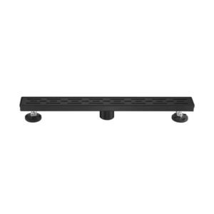 24 Inch Linear Shower Drain With Removable Brick Patterned Grate Cover, 304 Stainless Steel Shower Floor Drain With Hair Strainer And Leveling Feet - Image 3