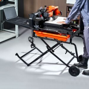 Wet Tile Saw With Stand, 10-inch 65Mn Steel Blade, 4500 RPM Motor, Tile Cutter Wet Saw With Water Reservoir And Casters, 0-45 Degrees Miter Angle For Cutting Tiles, Floor Tiles, And Stones - Image 7
