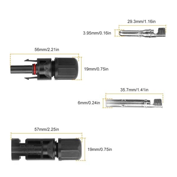 10 Pairs Solar Panel Connectors Solar Wire Adapter Male/Female IP67 Waterproof Connector