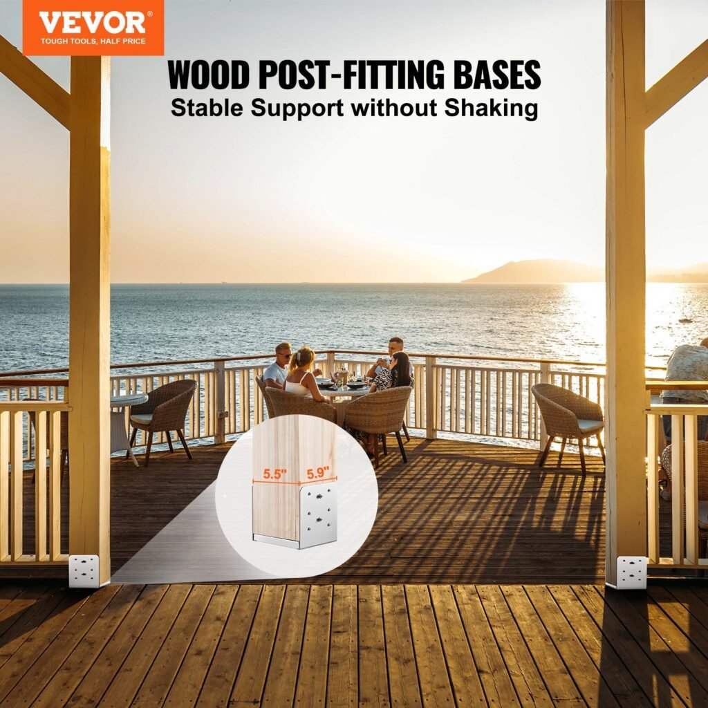 6'x 6' Post Base, 10Pcs Stainless Steel Adjustable Post Anchor Bracket(Internal 5.9 X 5.5'), Adjustable Post Base For Pavilion Deck Porch Handrail Railing Support Decorative Anchor Plate