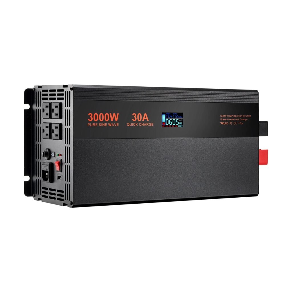 Sump Pump Battery Backup System 3000W LCD Auto Switches To Battery Inverter