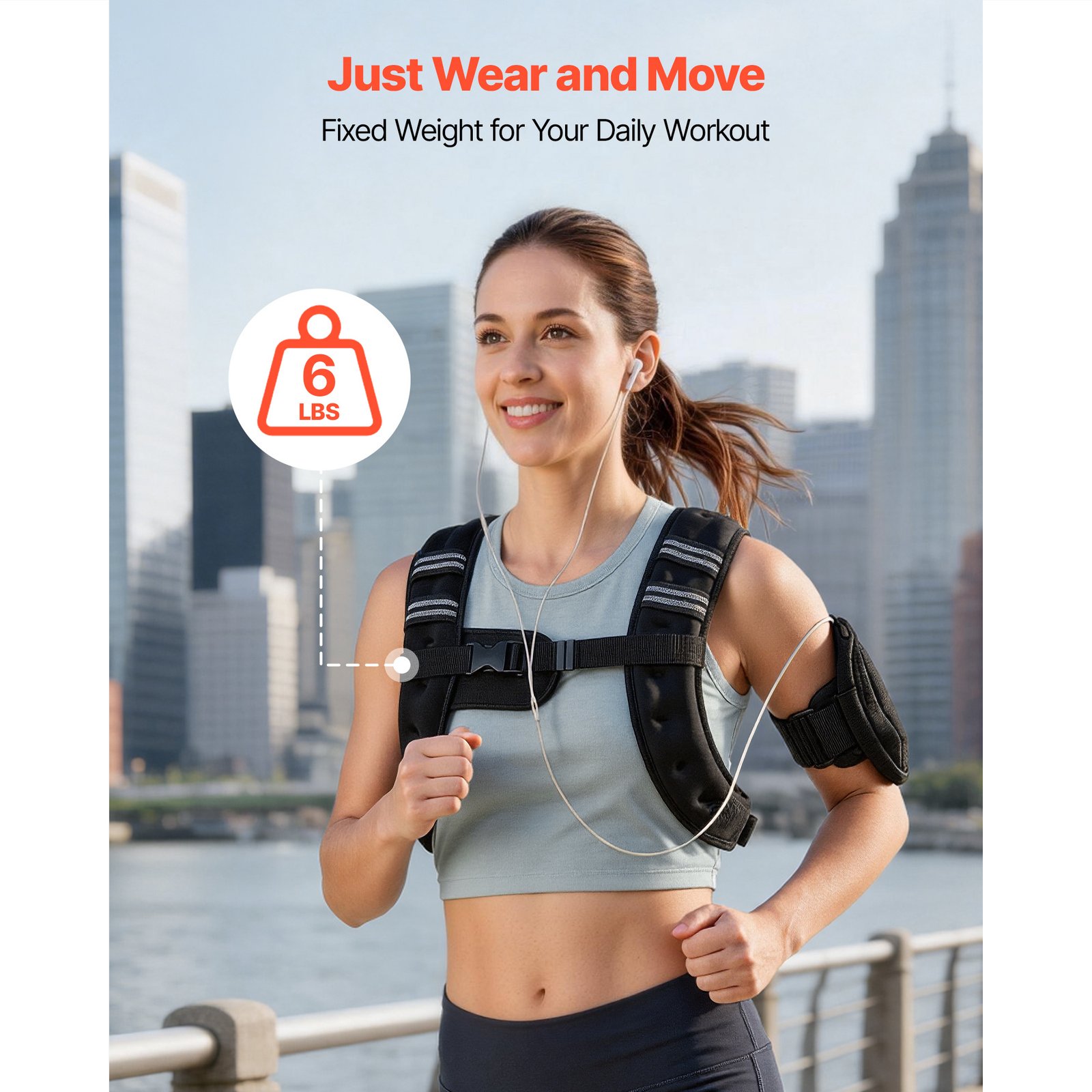 Weighted Vest, 6 Lbs Body Weight Vest For Men Women, With Reflective Stripe, Adjustable Buckle, Workout Equipment For Strength Training, Running, Jogging, Fitness, Muscle Building, Weight Loss - Image 5