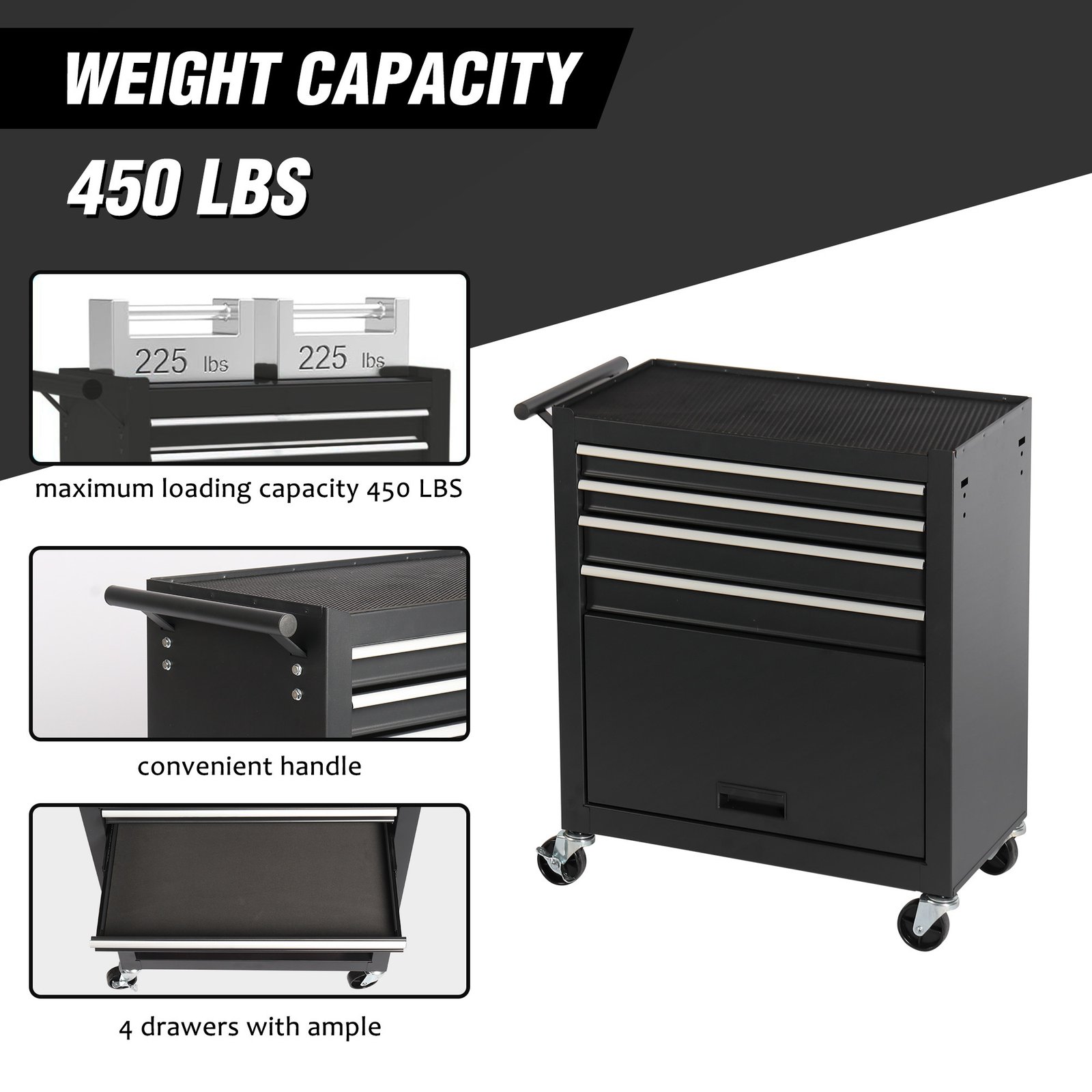 4-drawer Rolling Toolbox With 4-wheel Toolbox With Drawers - Image 6