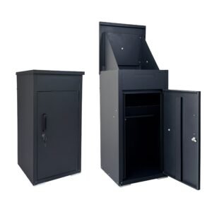 Package Delivery Box for Outside,  Cold-Rolled Steel Delivery Box for Packages & Mails, Anti-Theft Lockable Large Mailbox for Porch, House, Curbside, Black - Image 1