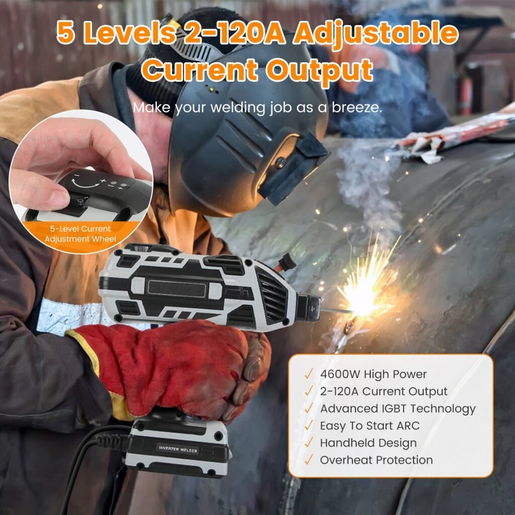 1Set 110V 120Amp Welding Machine 4600W Portable Welder Gun Hand Held Welding Machine Electric Stick Welder With 20 To 120Amp Output IGBT Inverter