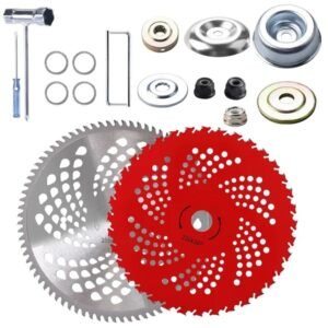 10" X 80T 9" X 36T Carbide Tip Brush Cutter Blades With Universal Adapter Kit Alloy Steel Blades Compatible With Brush Cutter Trimmer Weed Eater - Image 1