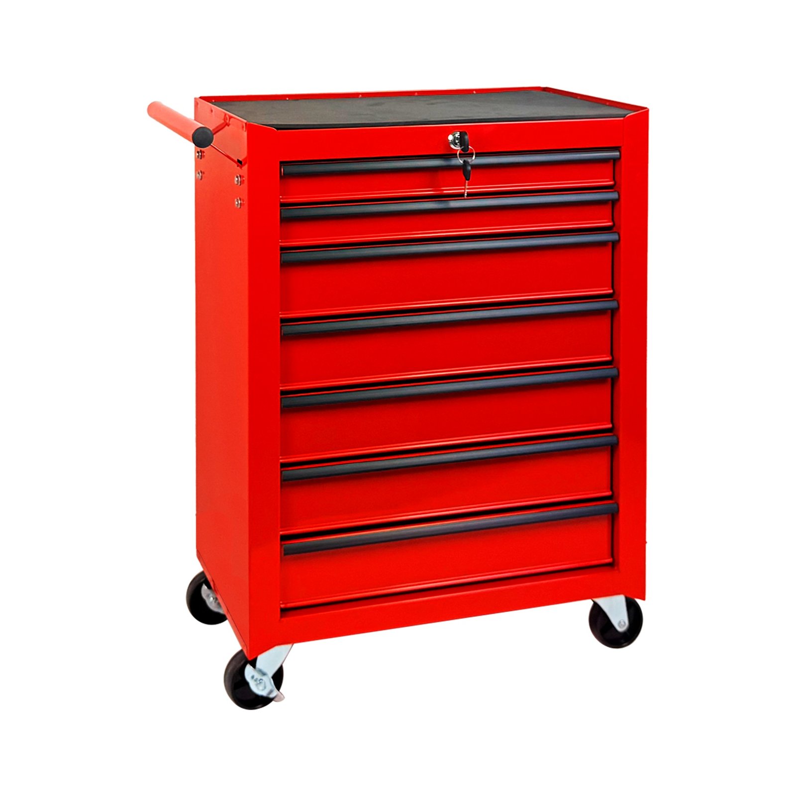 7-Drawer Rolling Tool Storage Cabinet With Detachable Top Tool Box, Universal Lockable Wheels, Adjustable Shelf, Locking Mechanism, Metal Tool Cart For Garage Workshop,Scarlet Flame Red - Image 9