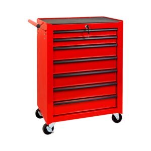 7-Drawer Rolling Tool Storage Cabinet With Detachable Top Tool Box, Universal Lockable Wheels, Adjustable Shelf, Locking Mechanism, Metal Tool Cart For Garage Workshop,Scarlet Flame Red - Image 1