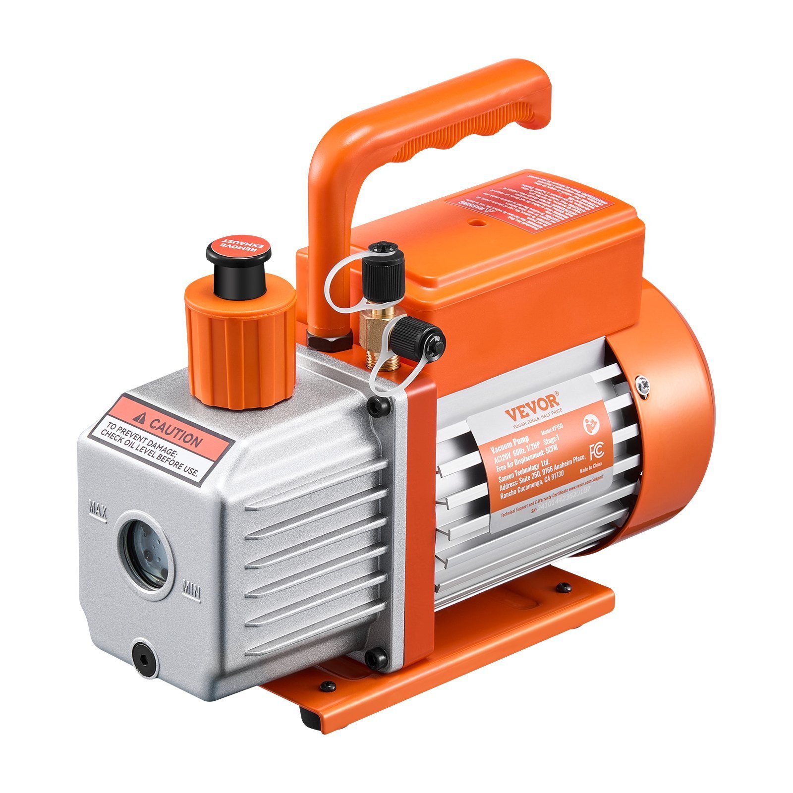 Vacuum Pump 5 CFM HVAC Single Stage Rotary Vane Vacuum Pump Oil Included - Image 1
