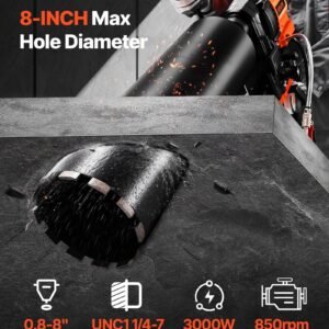 Diamond Core Drill Machine Concrete Core Drill Rig With Stand 8 In 3000W - Image 3