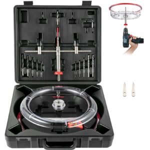 Adjustable Hole Saw Cutter Kit, 1-5/8' To 8' (40-200 Mm), Twin Blade Recessed Hole Saw With PC Dust Shield, Two Replaceable Pilot Drill Bits, For Recessed Lights, Ceiling Speakers, Vent Holes - Image 1