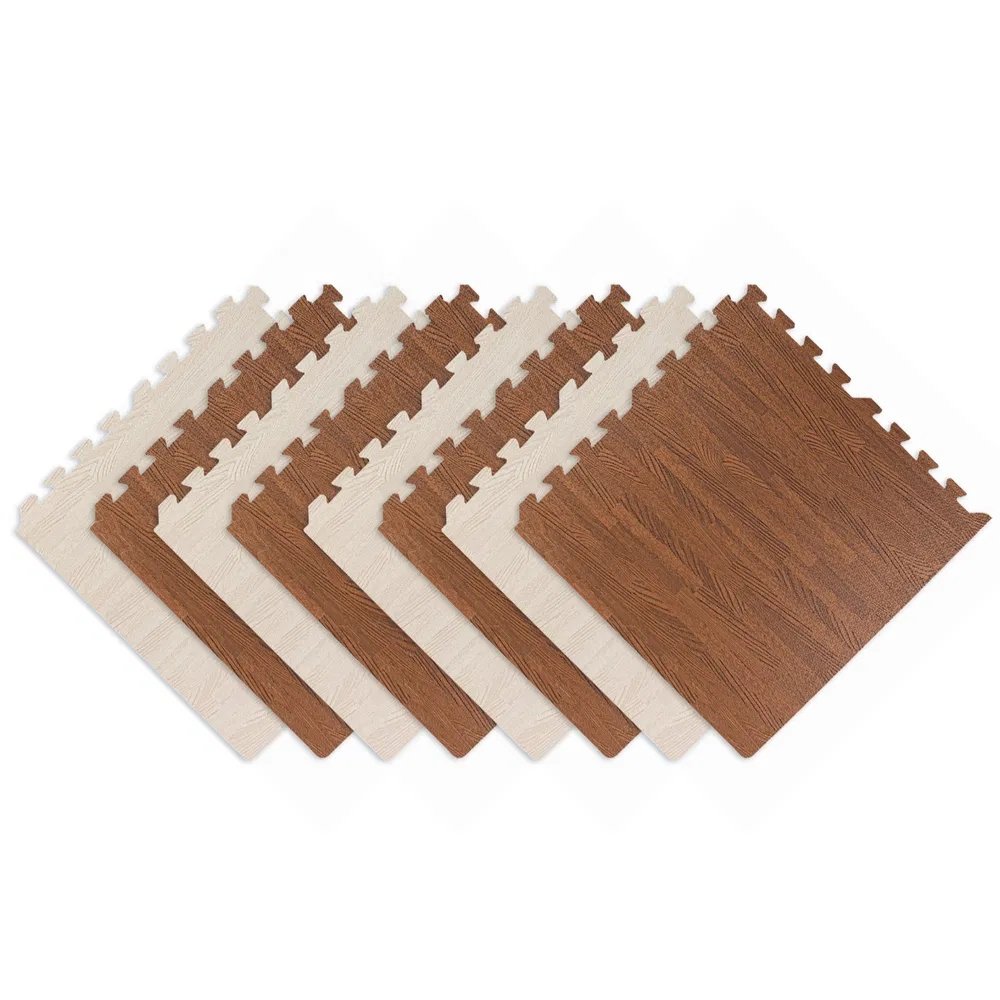8-Piece Interlocking Wood Grain Foam Mat, Non-Slip And Wear-Resistant Floor Mat, Soft And Cushioning, Suitable For Living Rooms, Bedrooms/Children's Rooms