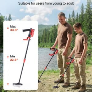 Metal Detector, 6", Lightweight Metal Detector With LCD Display, IP68 Waterproof Search Coil, Adjustable 22.8"-33.8" High Accuracy Gold Detector, Easy To Use, For Detecting Gold Treasure Hunting - Image 5