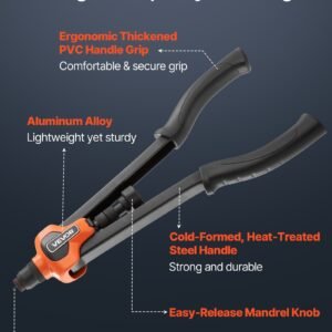 Rivet Nut Tool Kit, 17-Inch Rivnut Tool Kit, With 13 Mandrels And 130 Nuts, Metric And SAE Size M3, M4, M5, M6, M8, M10, M12, 1/2-13, 8-32, 10-24, 1/4-20, 5/16-18, 3/8-16 UNC, A Carrying Case - Image 4