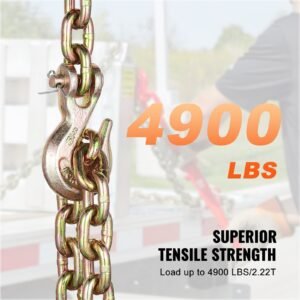 Binder Chain G80 Tie Down Tow Chain With Hooks 5/16'x10.3' 2 Pack 4900 Lbs - Image 2