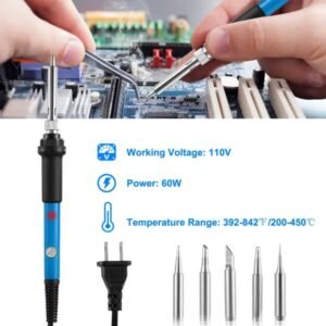 Soldering Iron 110V 60W Adjustable Temperature PCB Electric Welding Iron With 5Pcs Different Tips - Image 3