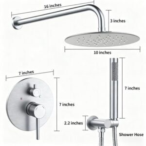 Shower System Shower Faucet Combo Set Wall Mounted With 10" Rainfall Shower Head And Handheld Shower Faucet, Brushed Nickel[Unable Ship Weekends, TK/TEMU Only For Pickup] - Image 4