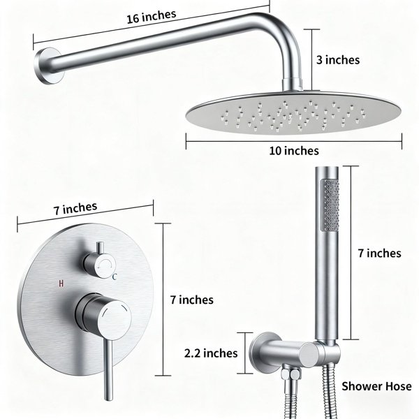 Shower System Shower Faucet Combo Set Wall Mounted With 10" Rainfall Shower Head And Handheld Shower Faucet, Brushed Nickel[Unable Ship Weekends, TK/TEMU Only For Pickup]
