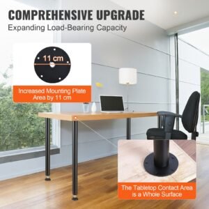 28 Inch Adjustable Desk Legs, Reinforced Steel Office Table Furniture Legs Set Of 4 For DIY, 1200 Lbs Load Capacity Heavy Duty Desk Legs, Quick Instalation Legs With Adjustable Foot Cup Black - Image 2