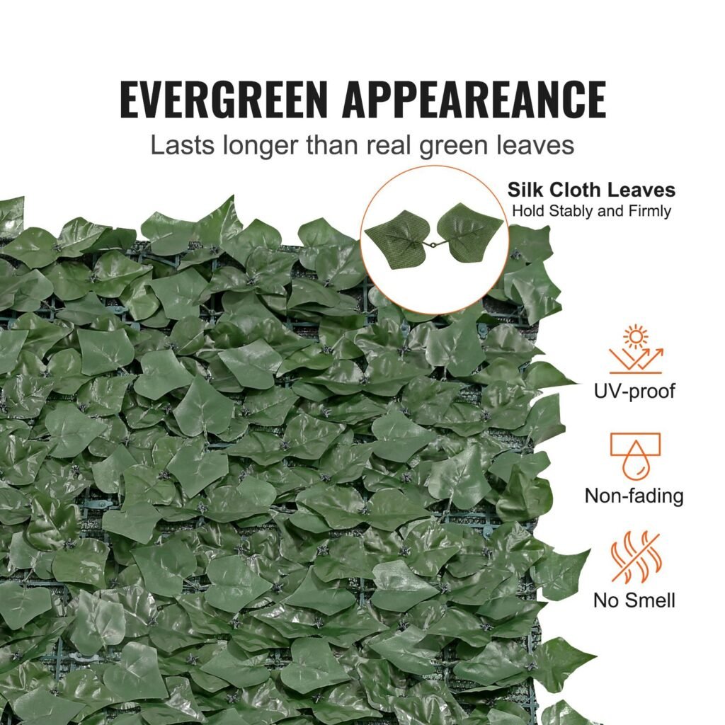Ivy Privacy Fence, 59 X 158in Artificial Green Wall Screen, Greenery Ivy Fence W/ Mesh Cloth Backing And Strengthened Joint, Faux Hedges Vine Leaf Decoration For Outdoor Garden, Yard, Balcony