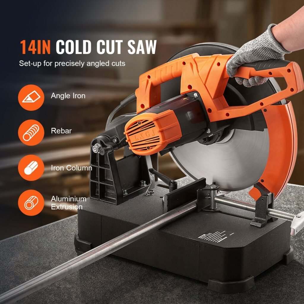 Chop Saw,14'355mm Blade Diameter Cut Off Saw, 2800W 1200RPM Steel Cutting Machine, 0-45' Adjustable Dry Cut Chop Saw, Miter Saw For Cutting Metal Cold Cut Saw For Steel, Rebar, Iron, Aluminum