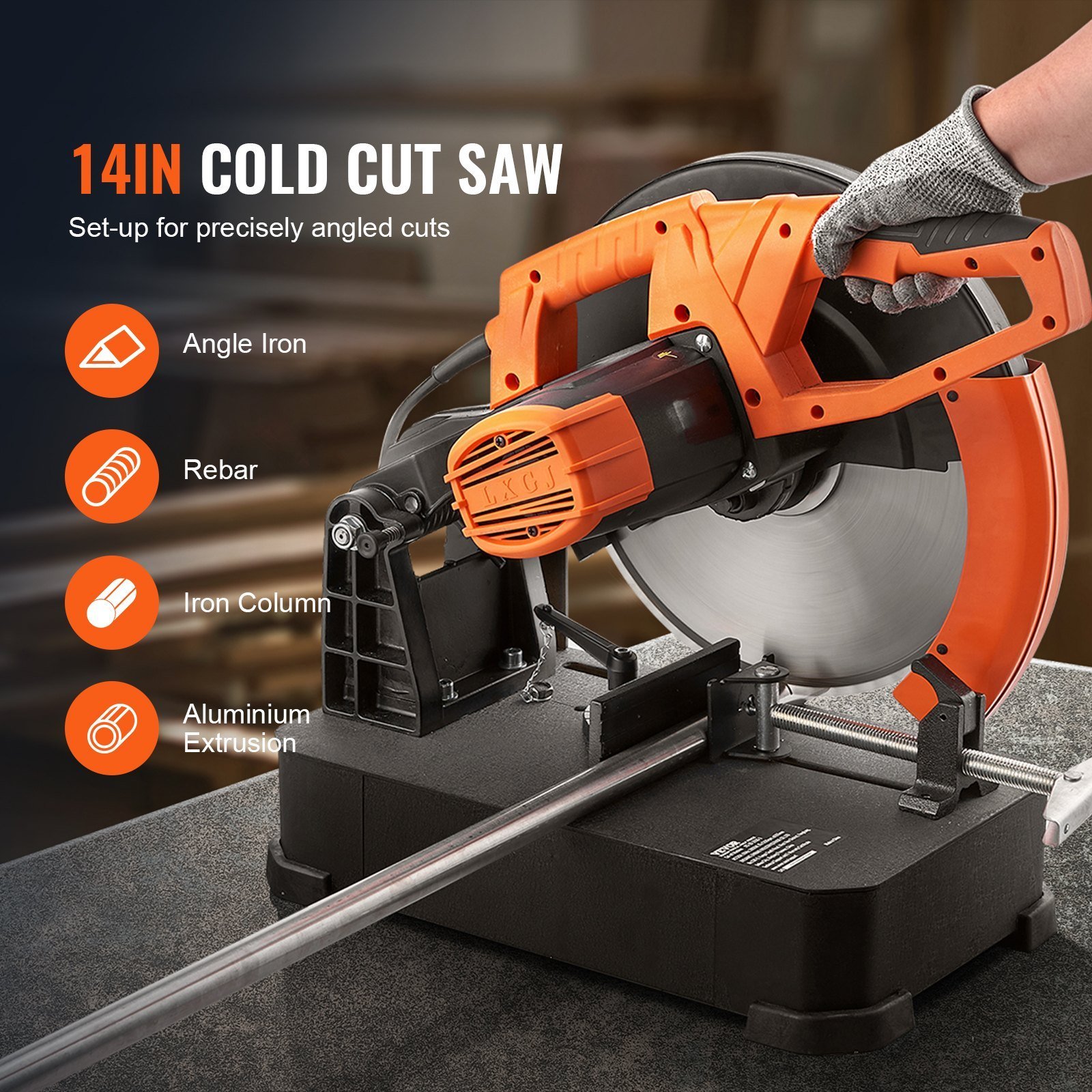 Chop Saw,14'355mm Blade Diameter Cut Off Saw, 2800W 1200RPM Steel Cutting Machine, 0-45' Adjustable Dry Cut Chop Saw, Miter Saw For Cutting Metal Cold Cut Saw For Steel, Rebar, Iron, Aluminum - Image 3