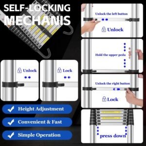 Aluminum Telescopic Ladder With Adjustable Height And Easy Storage - Image 3