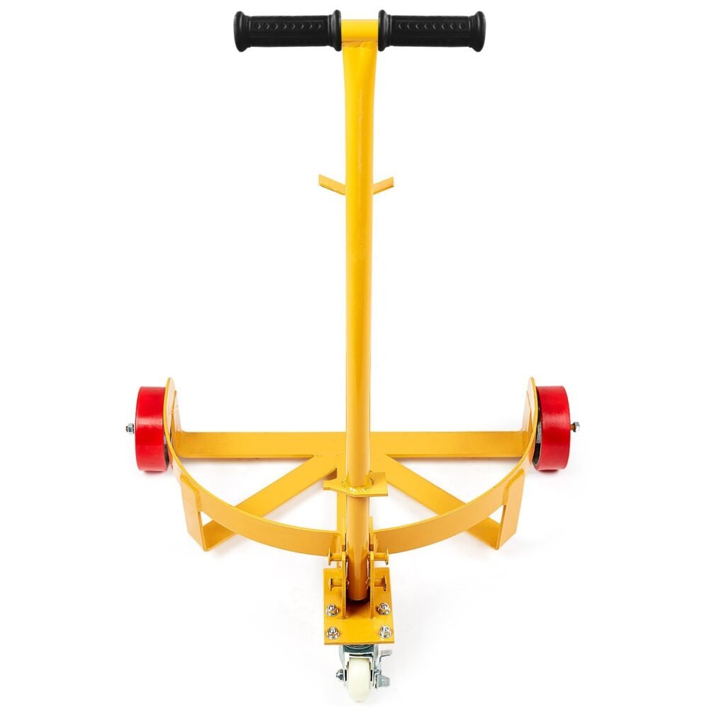 55 Gallon Drum Dolly, 1200 Lbs Load Capacity, Barrel Dolly Cart Drum Caddy Round Dolly Steel Low Profile, Heavy Duty Steel Frame With Adjustable Handle 3 Wheels, For Workshop Factory Warehouse